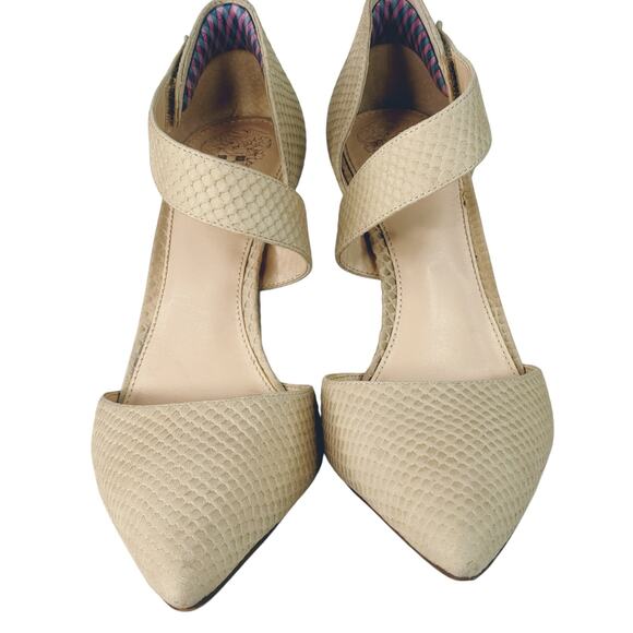 Vince Camuto Carlotte Pointed Toe Leather D'Orsay Pump High Heel Beige Cream 9.5 - Picture 3 of 8